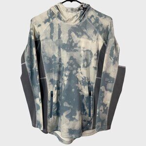 Burton Dryride Snowboarding Hoodie Women's Small Blue/White Tie-Dye Long-Sleeve